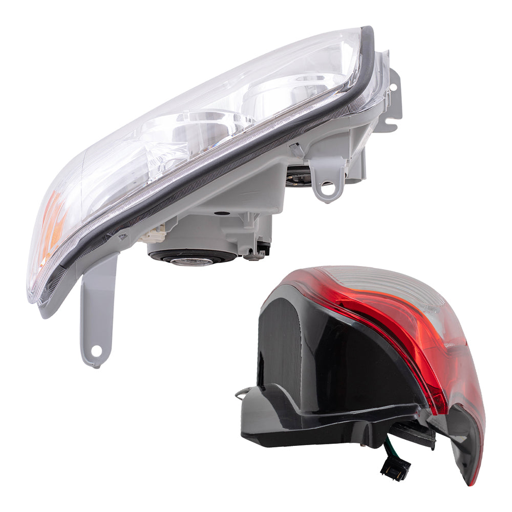 Brock Replacement Driver and Passenger Side Halogen Combination Headlight Units with Chrome Bezel and Tail Light Units 4 Piece Set Comaptible with 2006-2009 4Runner Limted/SR5