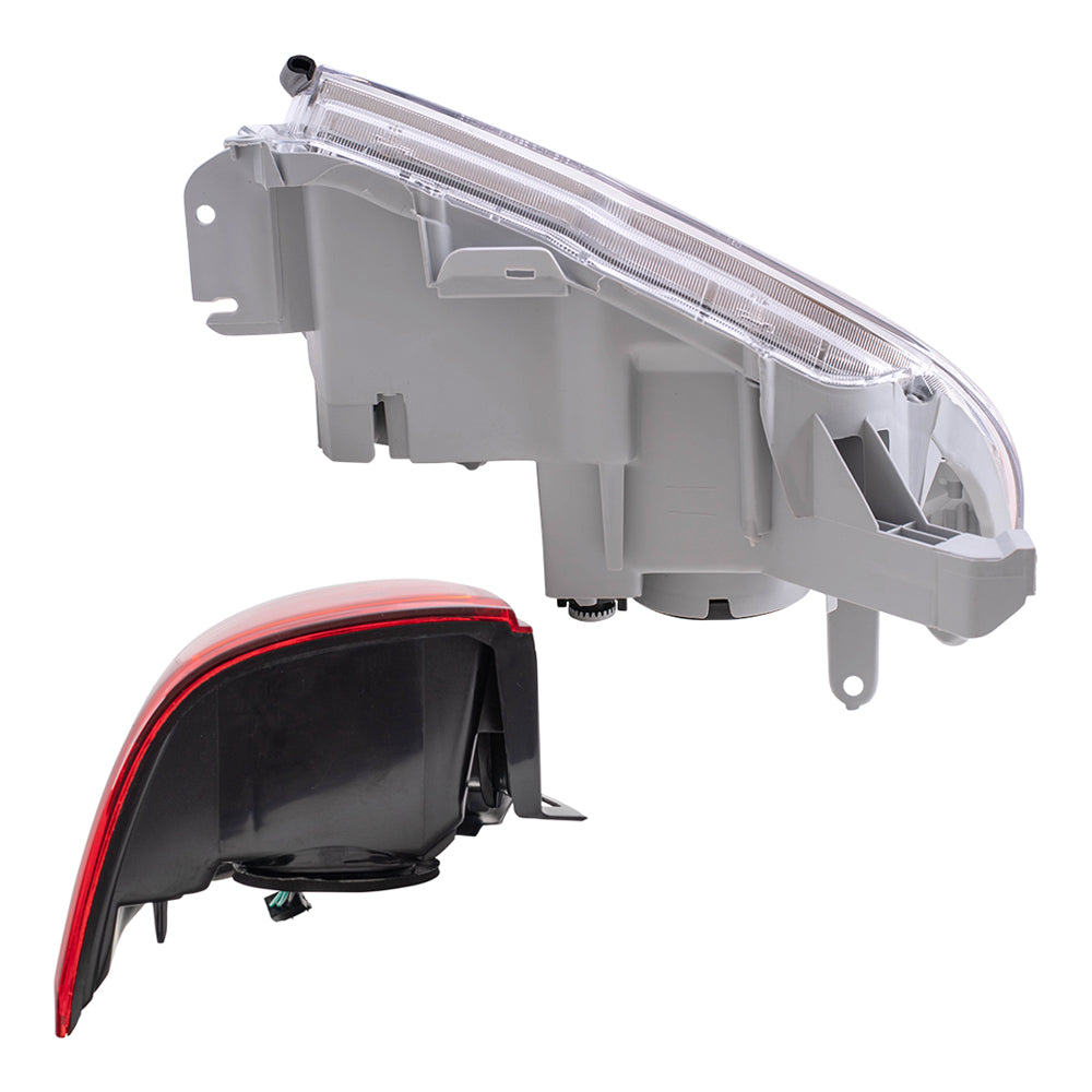 Brock Replacement Driver and Passenger Side Halogen Combination Headlight Units with Chrome Bezel and Tail Light Units 4 Piece Set Comaptible with 2006-2009 4Runner Limted/SR5