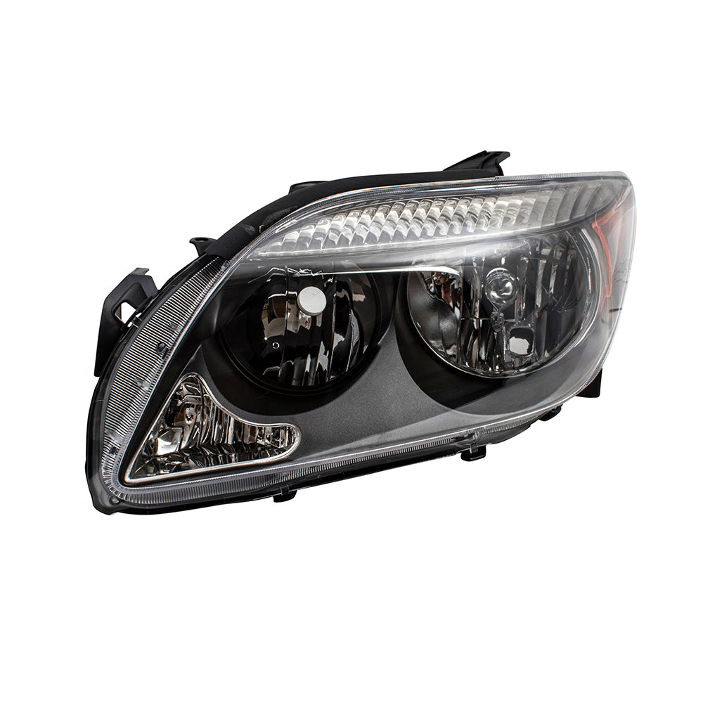Brock Replacement Drivers Halogen Combination Headlight Headlamp w/ Grey Bezel Compatible with 2005-2007 tC without Projection High Beam 8117021130