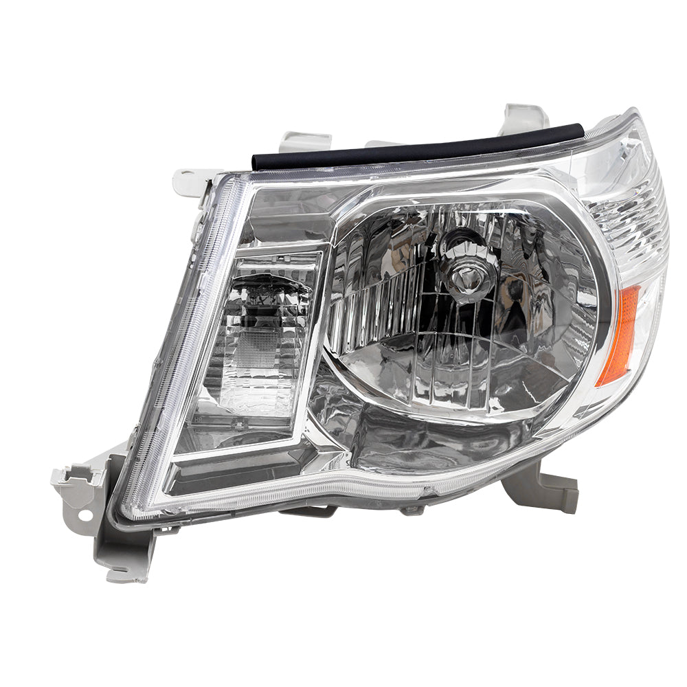 Brock Replacement Drivers Headlight with Bright Chrome Bezel Compatible with 2005-2011 Tacoma 8115004163