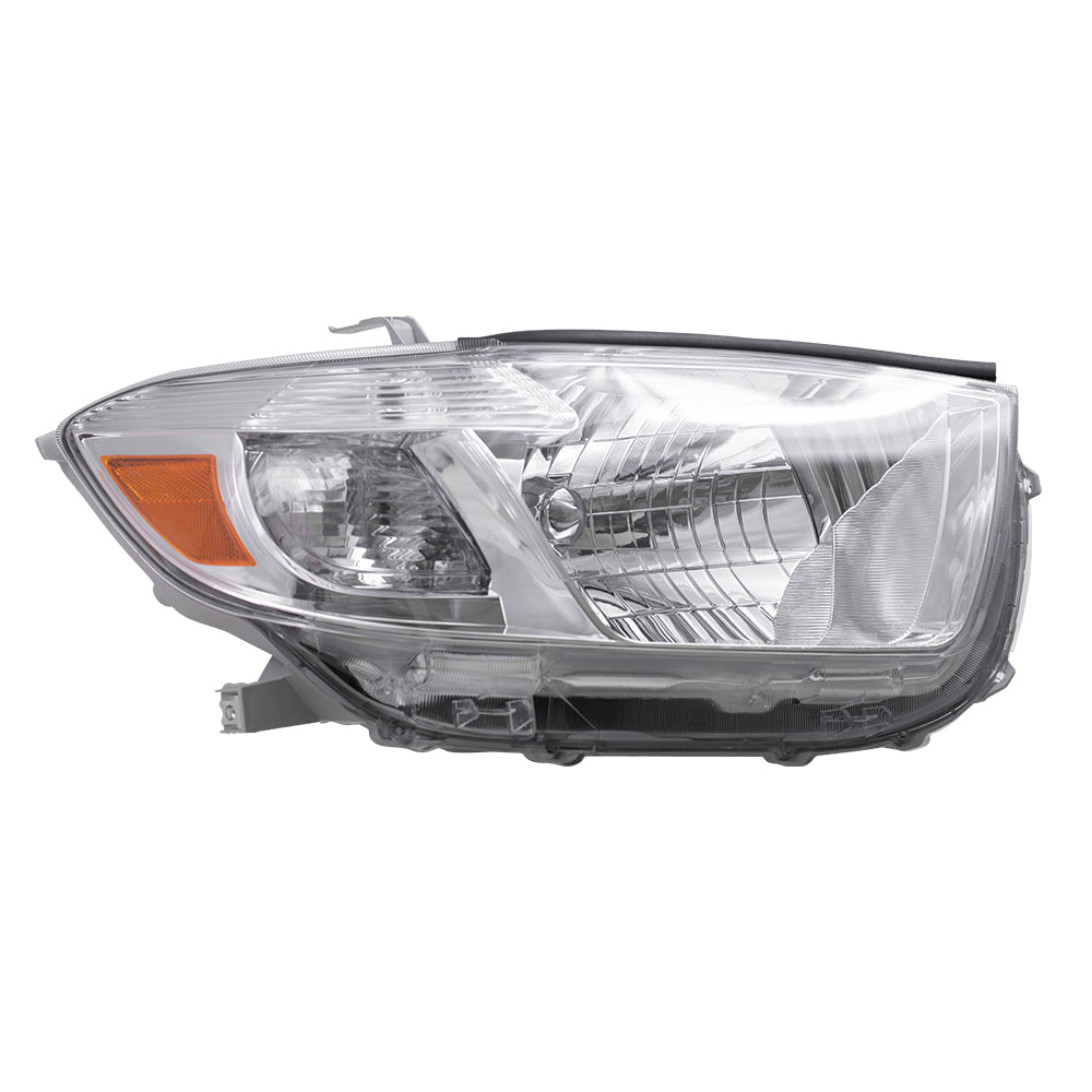Brock Replacement Passengers Headlight Headlamp with Clear Lens Compatible with 2008-2010 Highlander SUV 8113048470