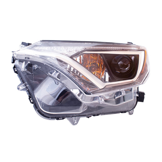 Brock Replacement Headlight Assembly Driver Halogen Headlamp Compatible with 2016-2018 RAV4 811500R080 81150-0R080