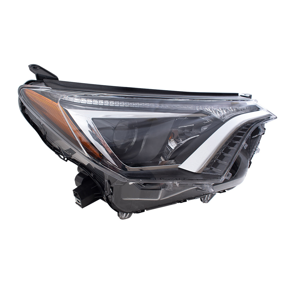 Brock Replacement Headlight Assembly Passenger Halogen Headlamp Compatible with 2016-2018 RAV4 811100R080 81110-0R080