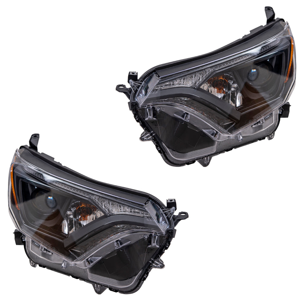 CAPA Headlight for 2016-2018 RAV4 w/ Black Bezel NORTH AMERICA Built Set