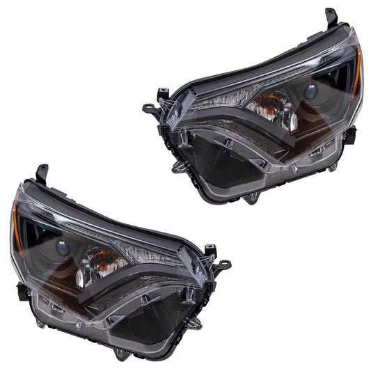 CAPA Headlight for 2016-2018 RAV4 w/ Black Bezel NORTH AMERICA Built Set