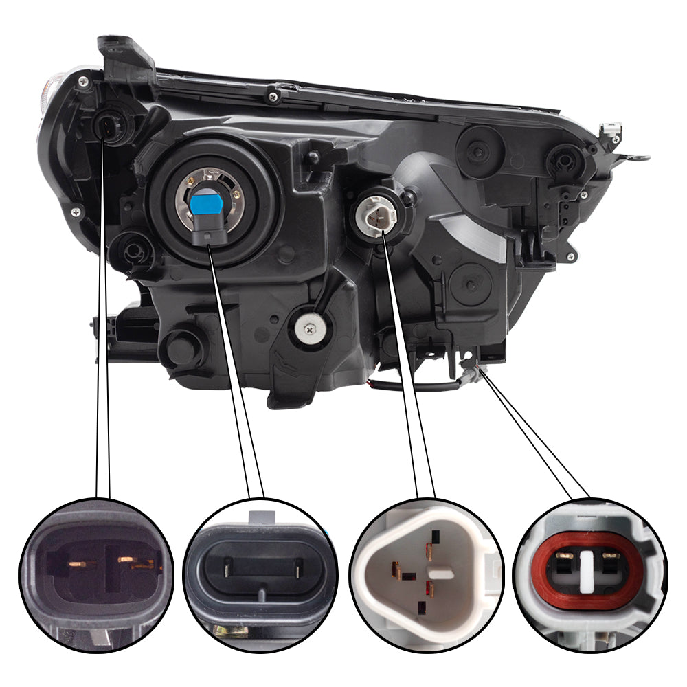 Brock Aftermarket Replacement Driver Side Left Halogen Combination Headlight Assembly With Black Bezel Compatible With 2016-2018 Toyota RAV4