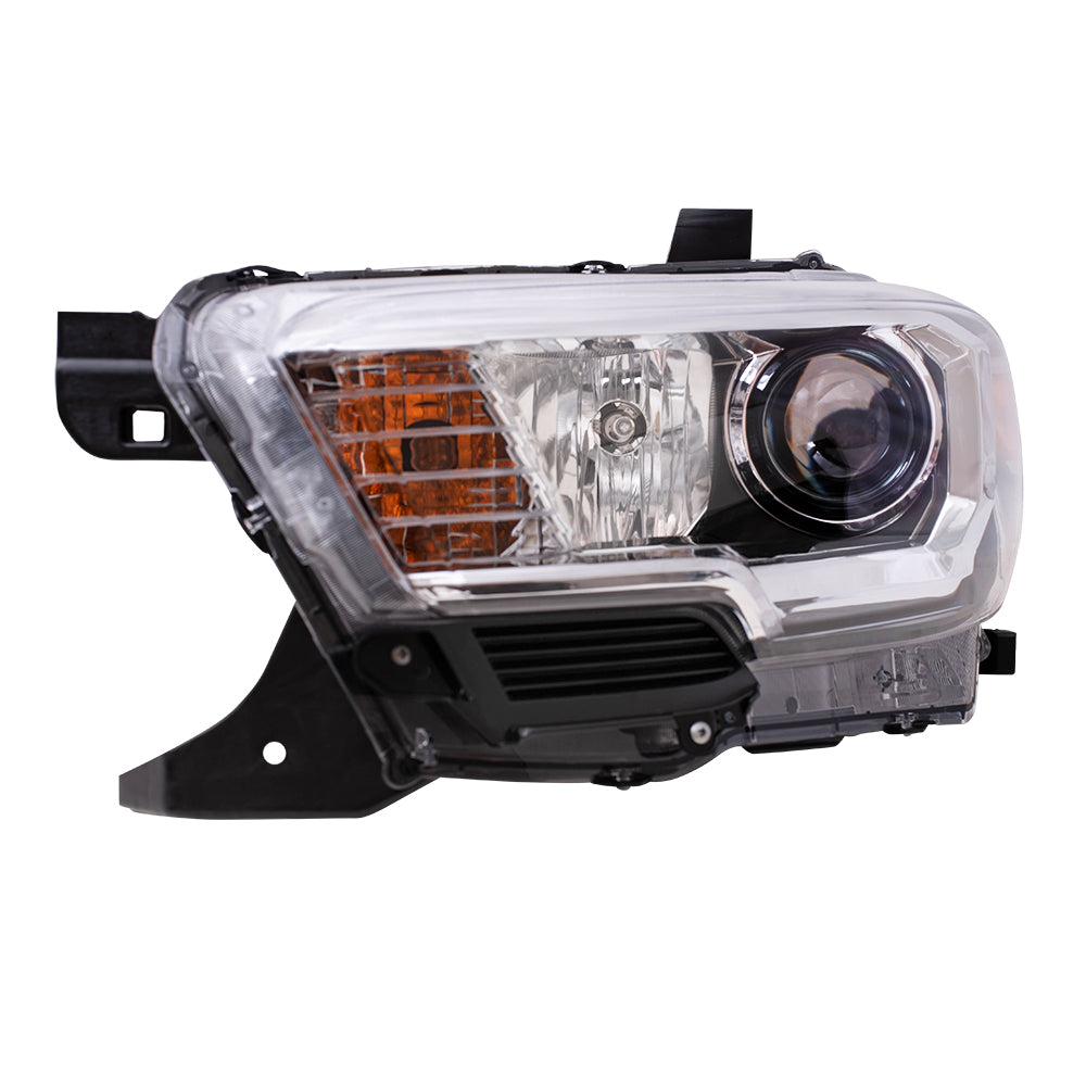 Brock Aftermarket Replacement Driver Left Halogen Combination Headlight Assembly Without LED Daytime Running Light Compatible With 2016-2017 Toyota Tacoma Without Fog Lights