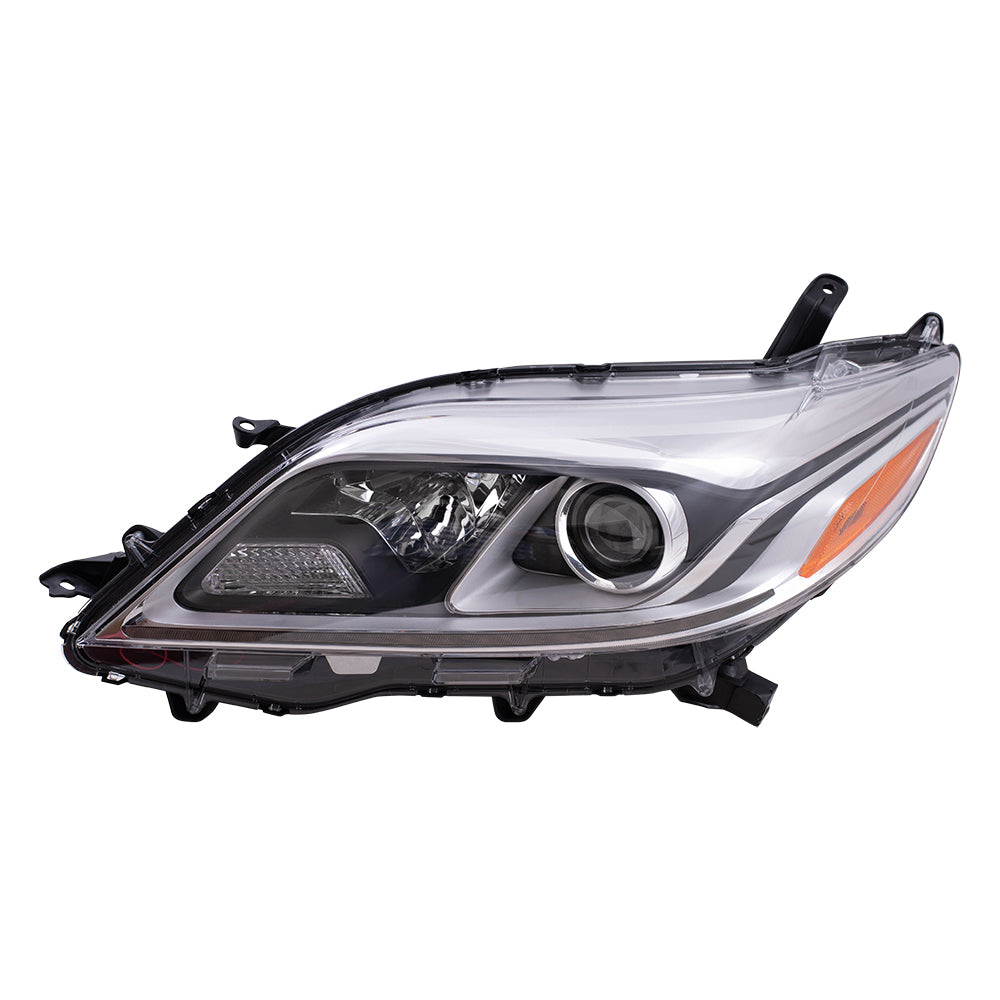 Brock Driver Side Left Halogen Combination Headlight Assembly With Chrome Bezel-LED Daytime Running Light Compatible With 2015-2020 Toyota Sienna 6221-0090L