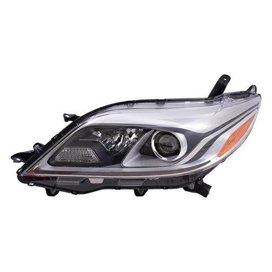 Brock Driver Side Left Halogen Combination Headlight Assembly With Chrome Bezel-LED Daytime Running Light Compatible With 2015-2020 Toyota Sienna 6221-0090L