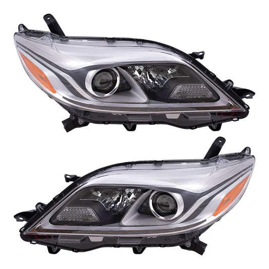 Headlight for 2015-2020 Sienna w/ Chrome Bezel LED Daytime Running Light 8115008061 Set