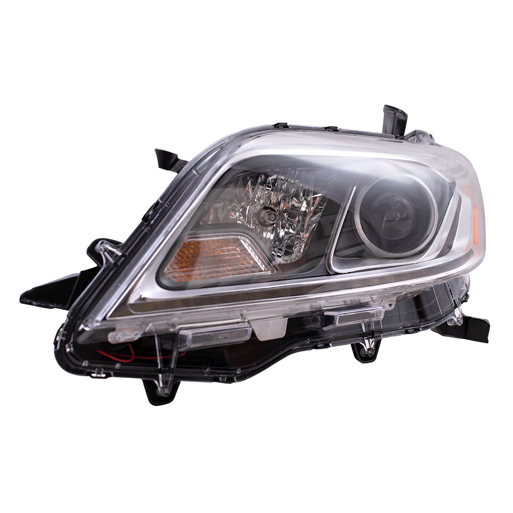 Brock Driver Side Left Halogen Combination Headlight Assembly With Chrome Bezel-LED Daytime Running Light Compatible With 2015-2020 Toyota Sienna 6221-0090L