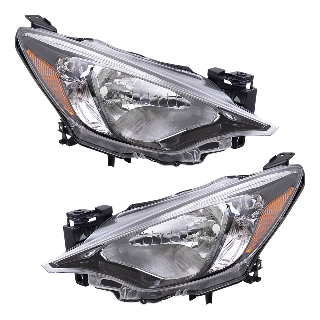 Brock Replacement Driver and Passenger Side Halogen Combination Headlight Assemblies Compatible with 16-18 Yaris iA