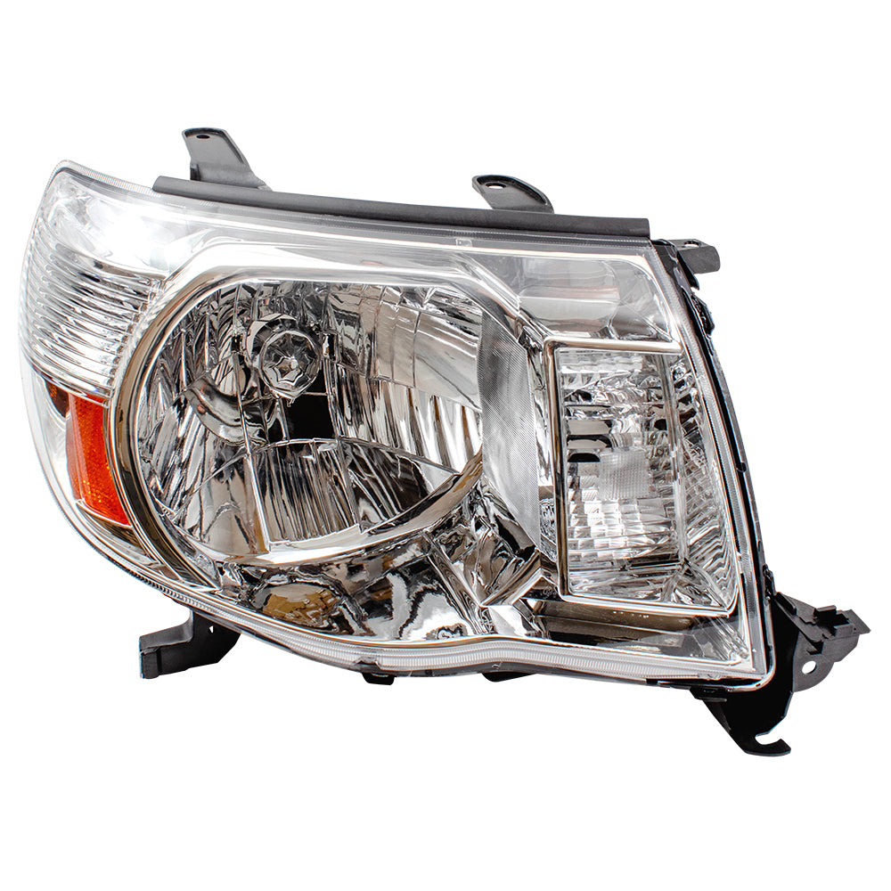Brock Replacement Pair Set Performance Headlights Headlamp Units w/ Chrome Bezels Compatible with 05-11 Tacoma Pickup Truck 8115004173 8111004173