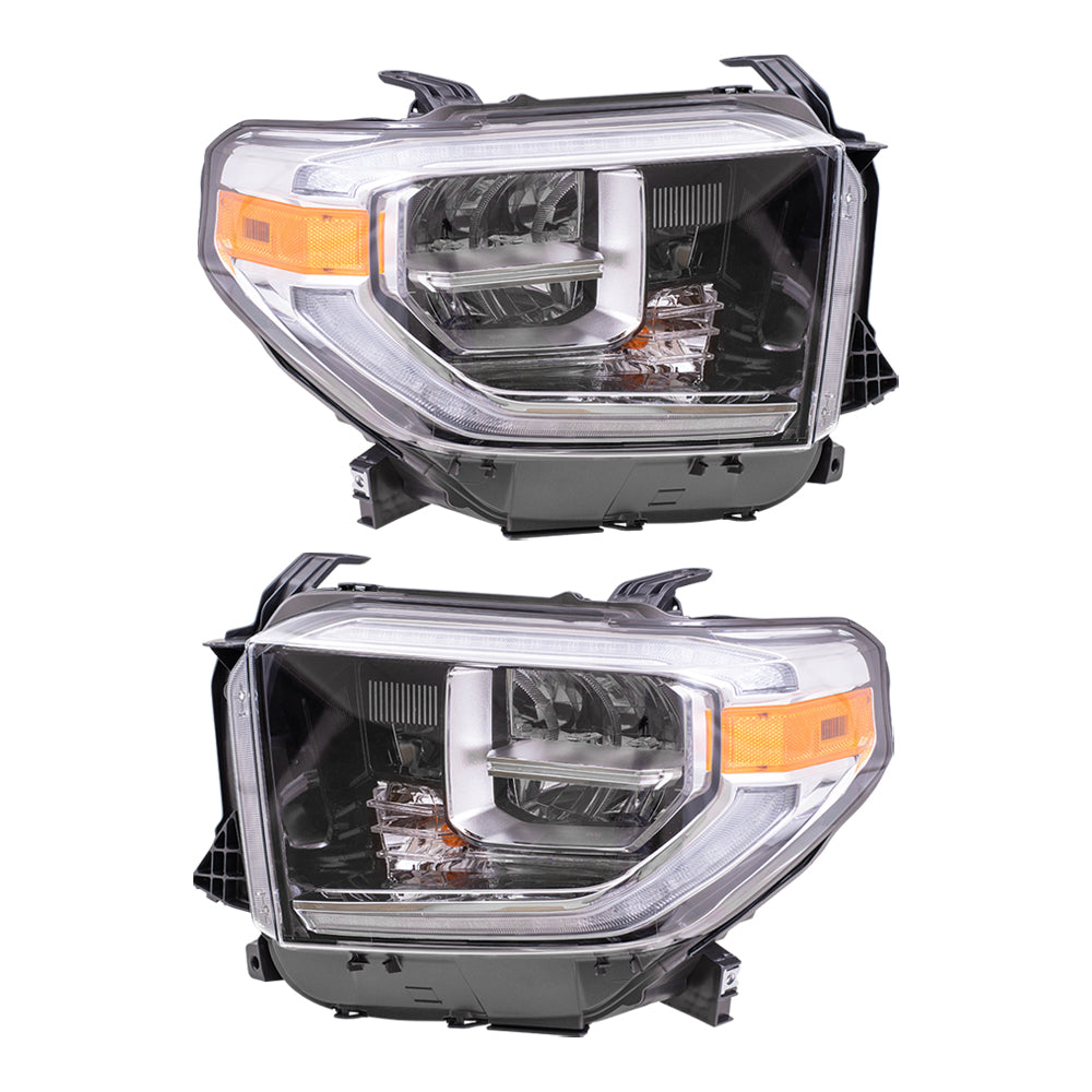 Headlight for 2018-2021 Tundra LED w/o Smoked Chrome Accent 811500C140 Set