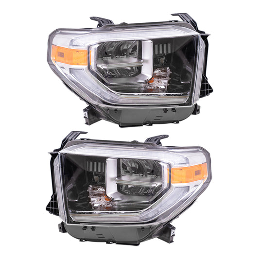 Headlight for 2018-2021 Tundra LED w/o Smoked Chrome Accent 811500C140 Set