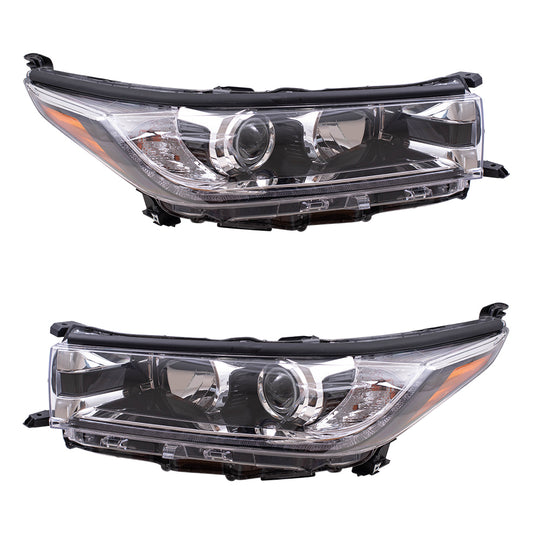 Headlight for 2017-2018 Highlander LED DRL Smoked Chrome Accent 811500E360 Set