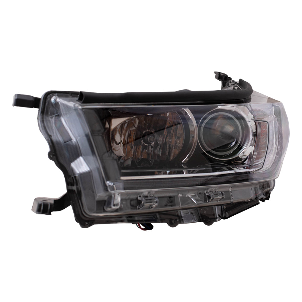 Brock Replacement Driver and Passenger Side Headlights without Smoked Chrome Accent with LED Daytime Running Lights Compatible with 2017-2018 Highlander & 2017-2018 Highlander Hybrid