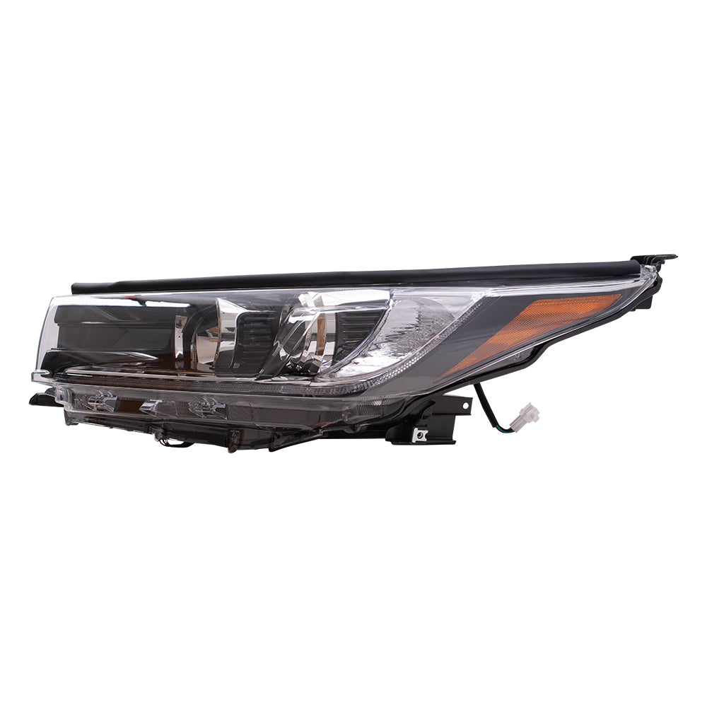 Brock Replacement Driver and Passenger Side Headlights without Smoked Chrome Accent with LED Daytime Running Lights Compatible with 2017-2018 Highlander & 2017-2018 Highlander Hybrid