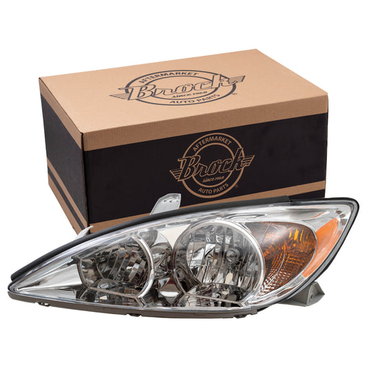 Brock Replacement Drivers Halogen Headlight Lens with Chrome Bezel Compatible with 2002-2004 Camry 81150AA060