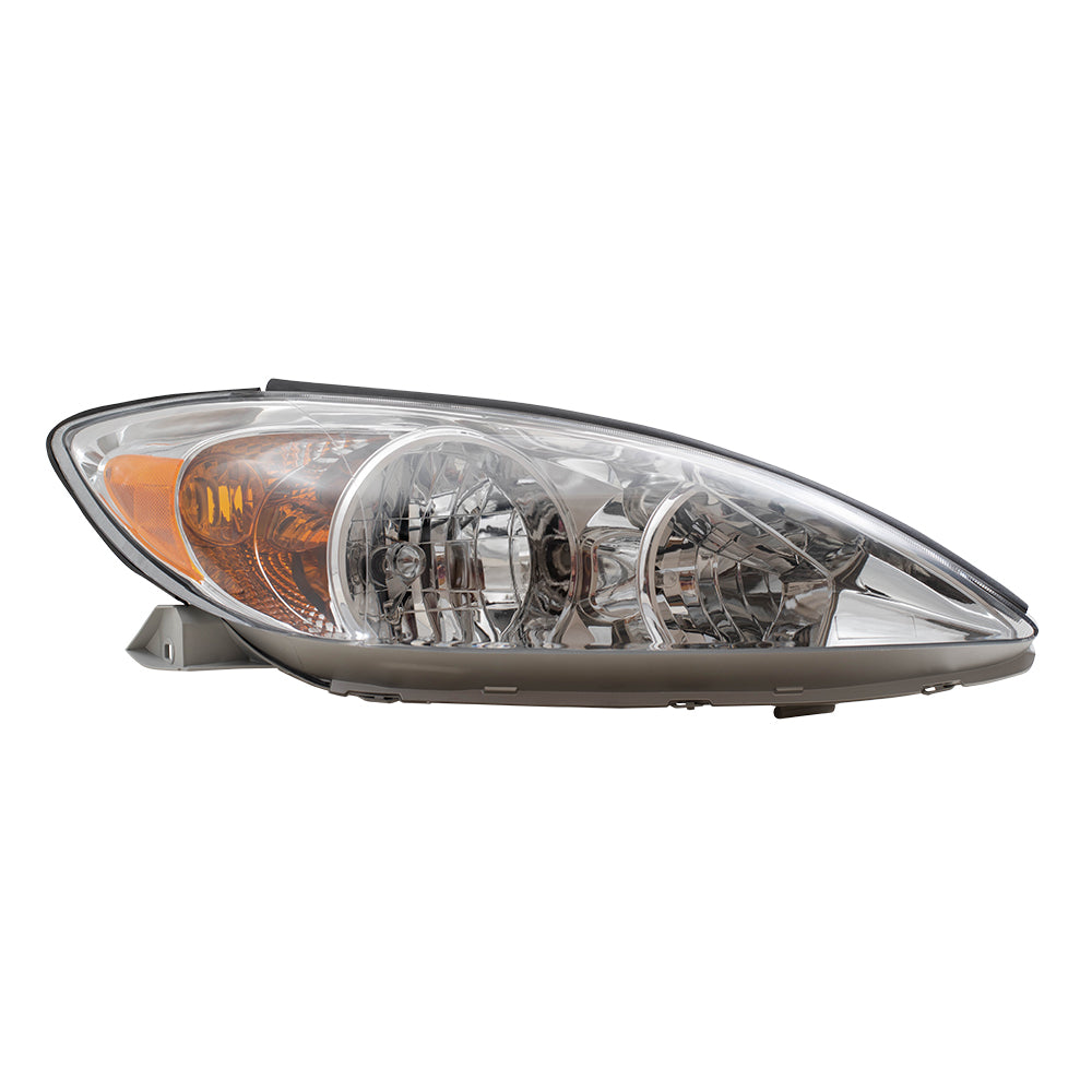 Brock Replacement Halogen Passengers Headlight Lens with Chrome Bezel Compatible with 2002-2004 Camry 81110AA060