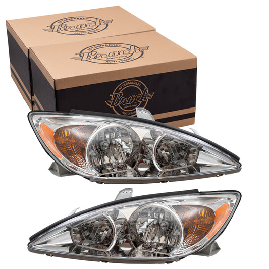 Headlight for 2002-2004 Camry w/ Chrome Bezel 81110AA060 Set