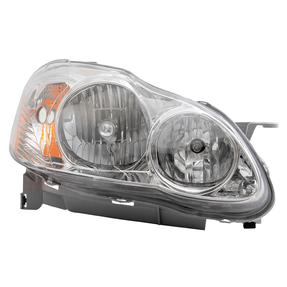 Brock Replacement Passengers Halogen Headlight Headlamp with Clear Lens Compatible with 2005-2008 Corolla N. America 8111002360