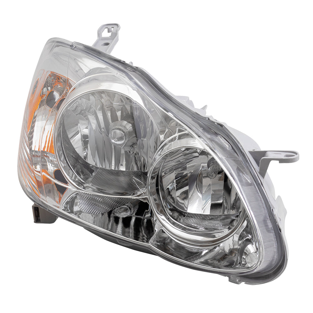 Brock Replacement Passengers Halogen Headlight Headlamp with Clear Lens Compatible with 2005-2008 Corolla N. America 8111002360