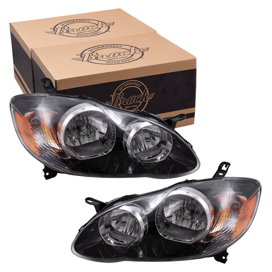 Headlight for 2005-2008 Corolla w/ Smoked Bezel North American Built 8111002370 Set
