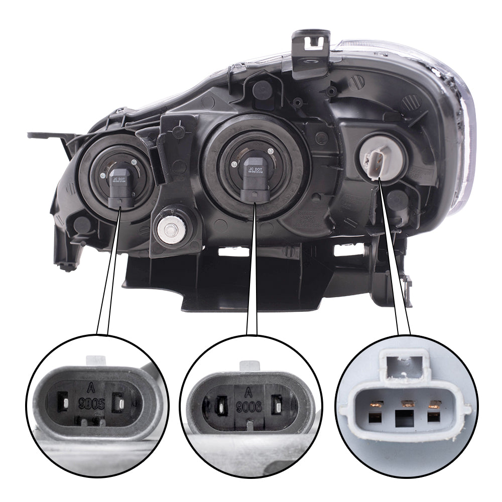 Brock Replacement Passengers Halogen Headlight with Smoked Lens Compatible with 2005-2008 Corolla 8111002370