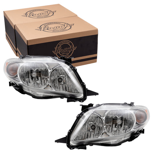 Headlight for 2009-2010 Corolla w/ Chrome Bezel North American Built 8111002670 Set