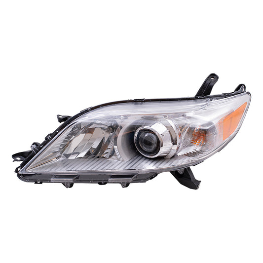 Brock Driver Side Left Halogen Combination Headlight Assembly With Chrome Bezel Without LED Daytime Running Light Compatible With 2011-2020 Toyota Sienna 6221-0130L