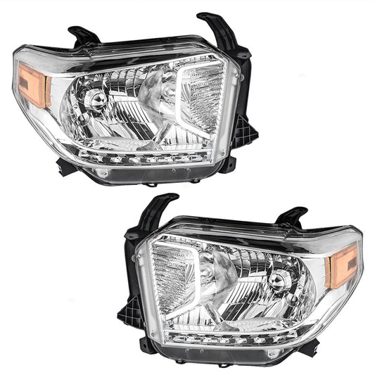Headlight for 2014-2017 Tundra Chrome Bezel w/o Level Adjuster w/o LED 811100C081 Set TO2502218