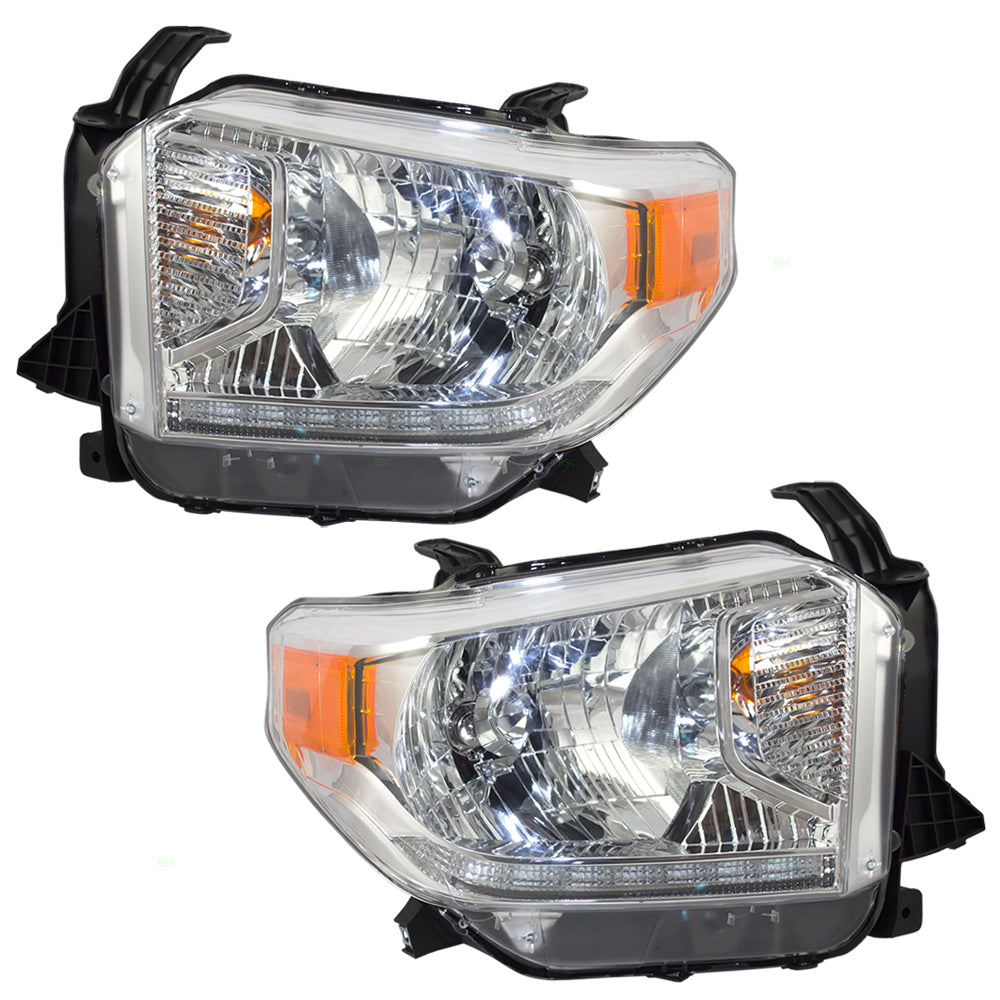 Headlight for 2014-2017 Tundra Chrome Bezel w/o Level Adjuster w/o LED 811100C101 Set