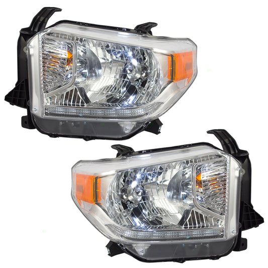 Headlight for 2014-2017 Tundra Chrome Bezel w/o Level Adjuster w/o LED 811100C101 Set