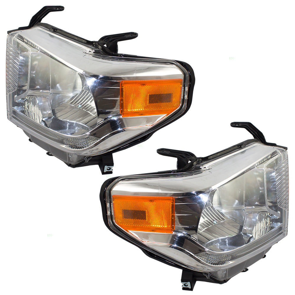 Headlight for 2014-2017 Tundra Chrome Bezel w/o Level Adjuster w/o LED 811100C101 Set