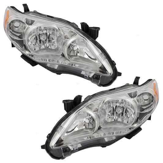 Headlight for 2011-2013 Corolla w/ Chrome Housing 8117012F10 Set