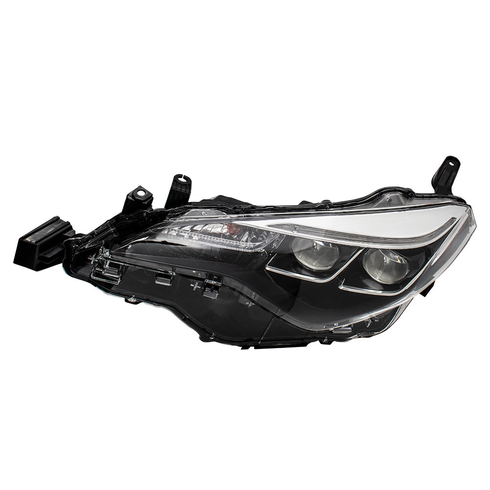Brock Replacement Pair Set Headlights Headlamps w/ Bumper Mounted LED Daytime Running Lights Compatible with 17-19 Corolla 8115002M90