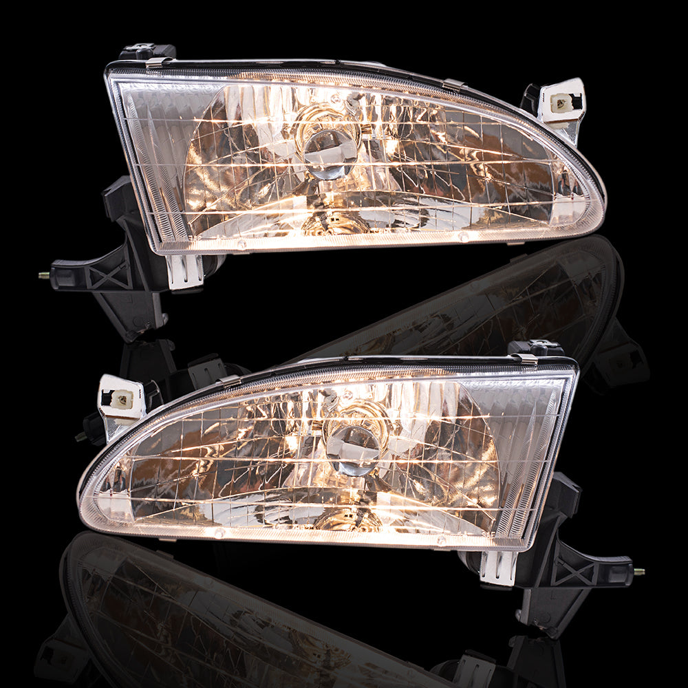 Brock Replacement Driver and Passenger Side Halogen Headlight Assembly Set Compatible with 98-00 Corolla