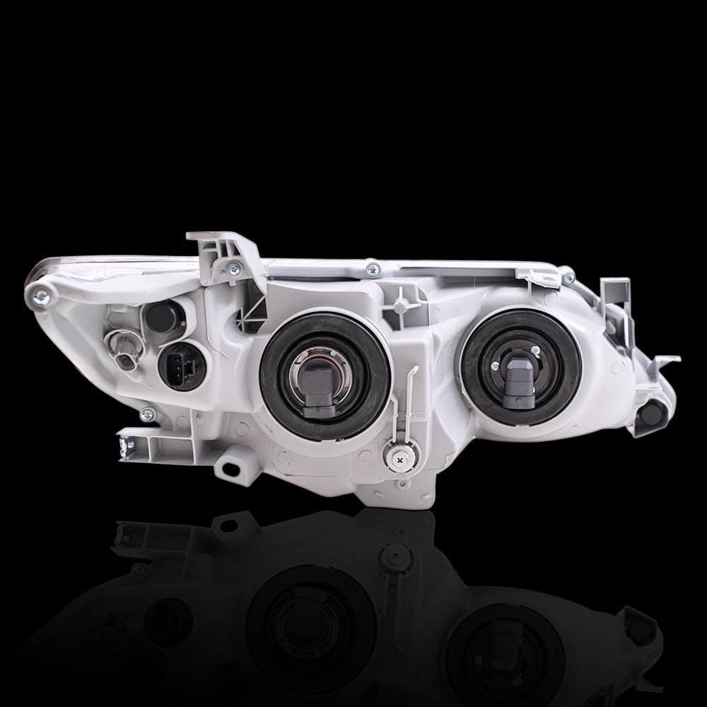 Brock Replacement Driver and Passenger Side Halogen Combination Headlight Assemblies with Black Bezel Compatible with 2012-2014 Camry SE/Camry SE Sport