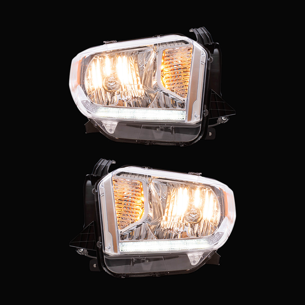 Headlight for 2014-2017 Tundra Chrome Bezel w/o Level Adjuster w/o LED 811100C101 Set