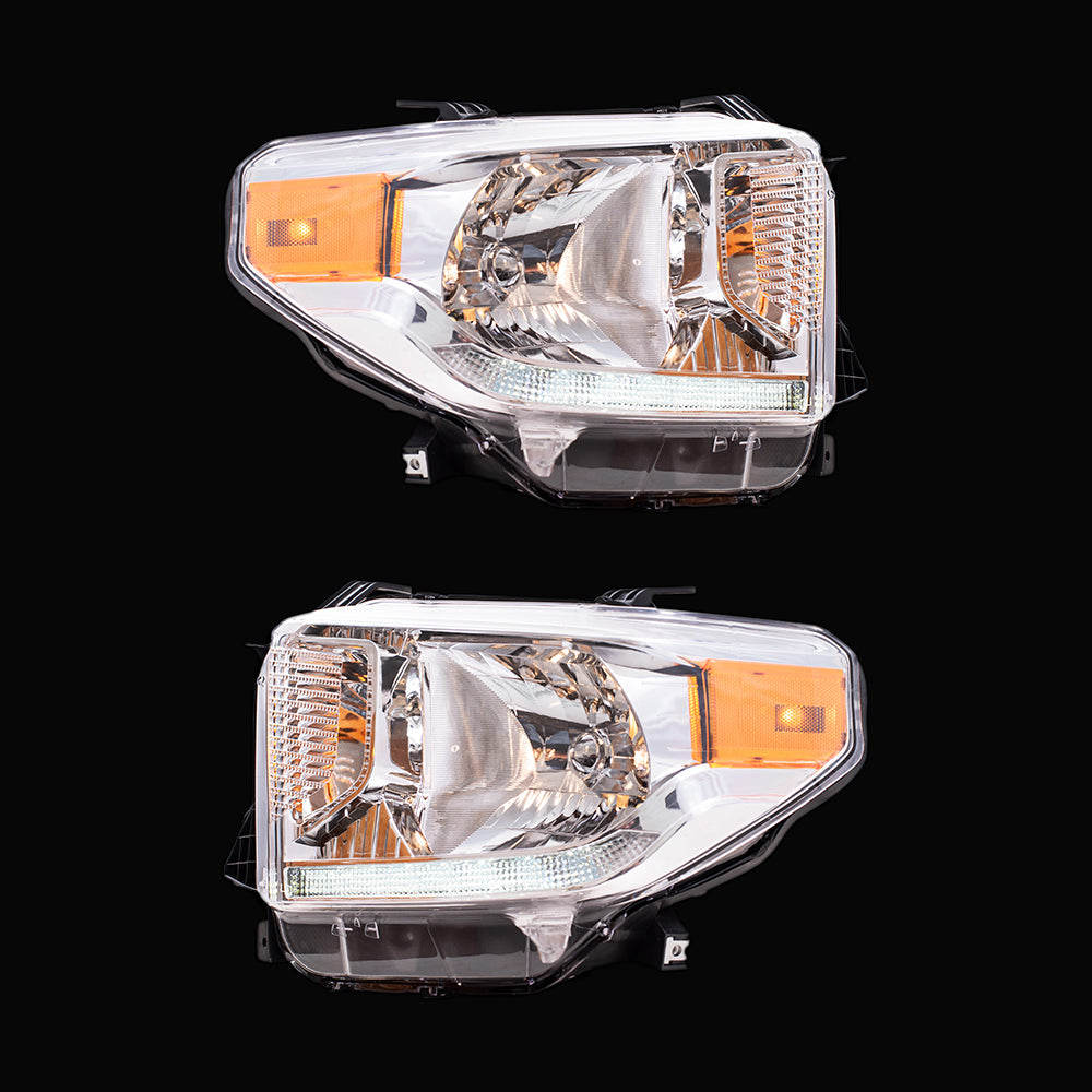 Headlight for 2014-2017 Tundra Chrome Bezel w/o Level Adjuster w/o LED 811100C101 Set