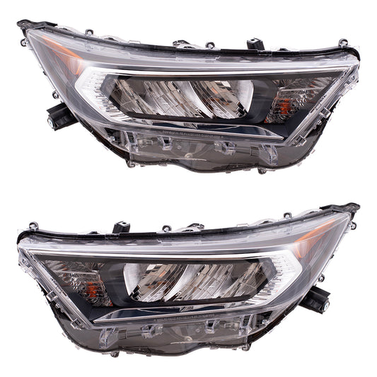 Headlight for 2019-2021 RAV4 LED Except LE North American Built w/ Chrome Bezel 811500R142 Set TO2502275