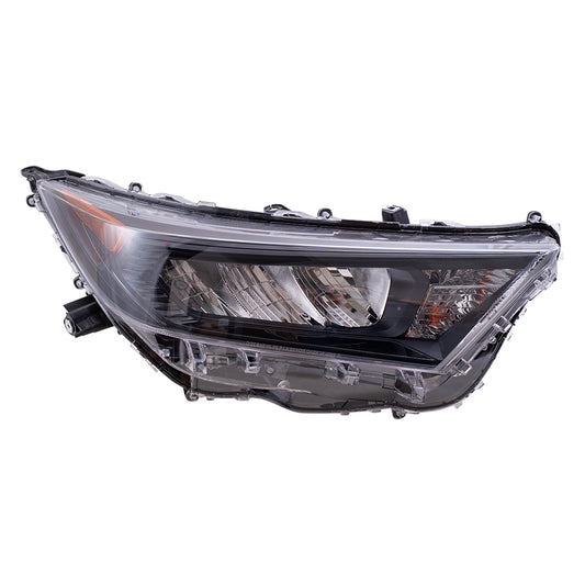 Brock Replacement Passenger Side LED Combination Headlight Assembly with Black Bezel Compatible with 2019-2020 Rav4 LE/Rav4 Hybrid LE North America Built ONLY