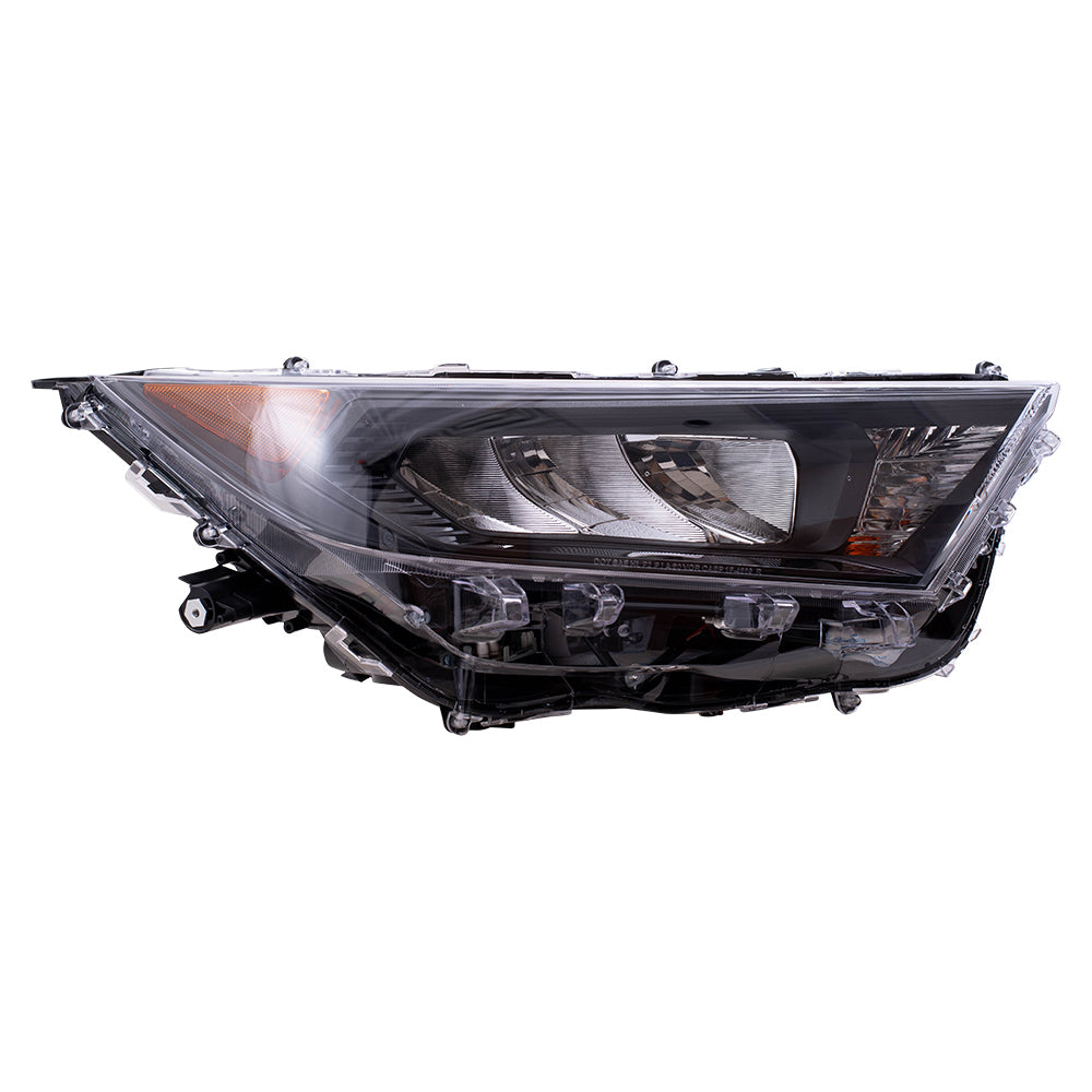 Brock Replacement Passenger Side LED Combination Headlight Assembly with Black Bezel Compatible with 2019-2020 Rav4 LE/Rav4 Hybrid LE North America Built ONLY