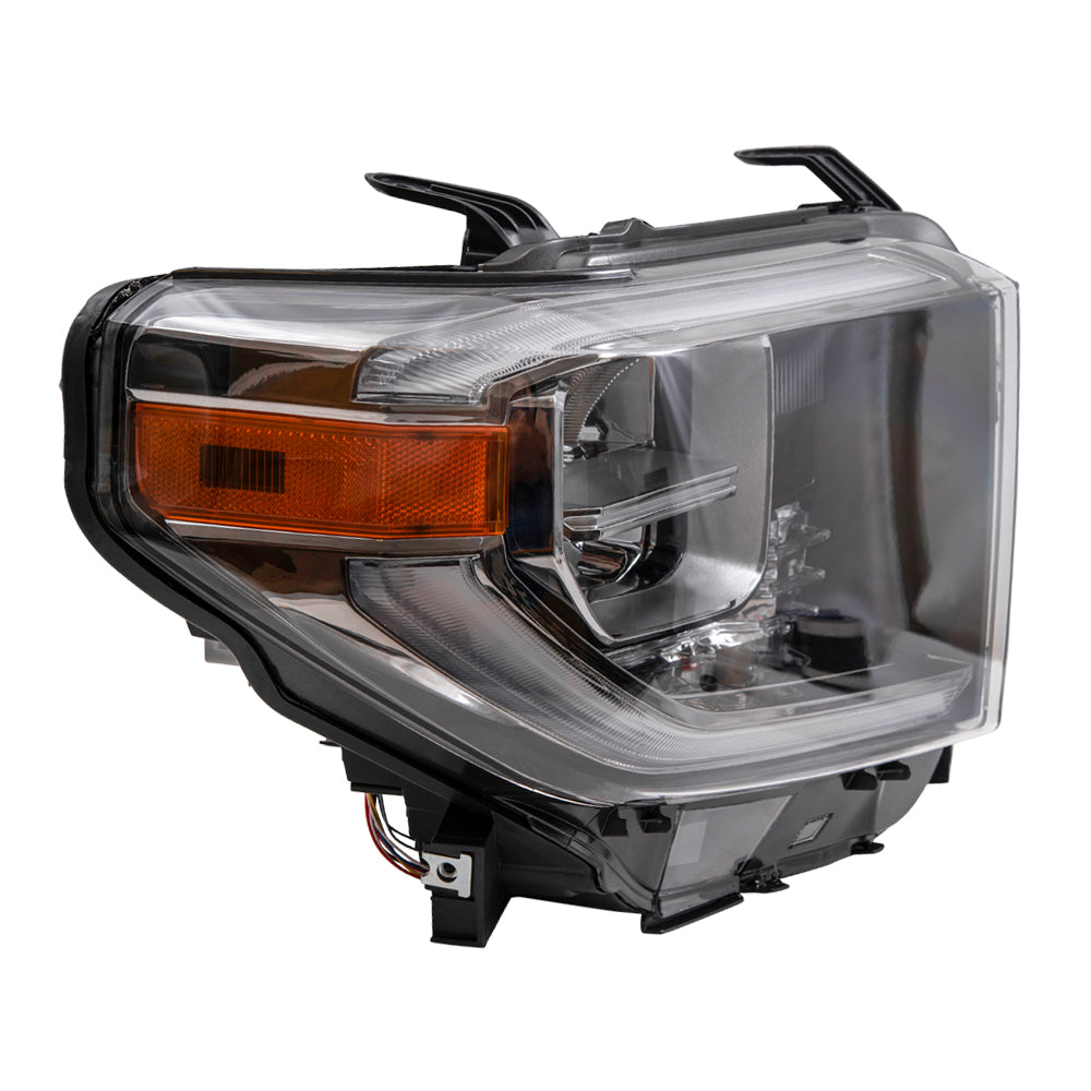 Brock Aftermarket Replacement Passenger Right LED Combination Headlight Assembly With Smoked Chrome Accent Compatible With 2018 Toyota Tundra