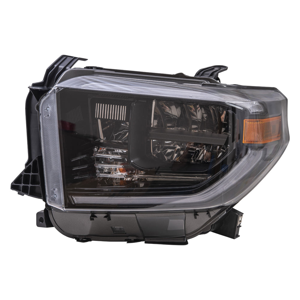 Brock Aftermarket Replacement Driver Left LED Combination Headlight Assembly With Smoked Chrome Accent Compatible With 2019-2021 Toyota Tundra
