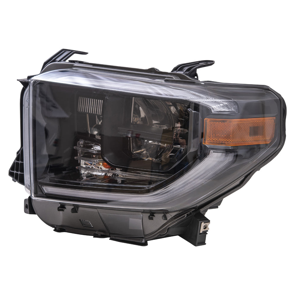 Brock Aftermarket Replacement Driver Left LED Combination Headlight Assembly With Smoked Chrome Accent Compatible With 2019-2021 Toyota Tundra