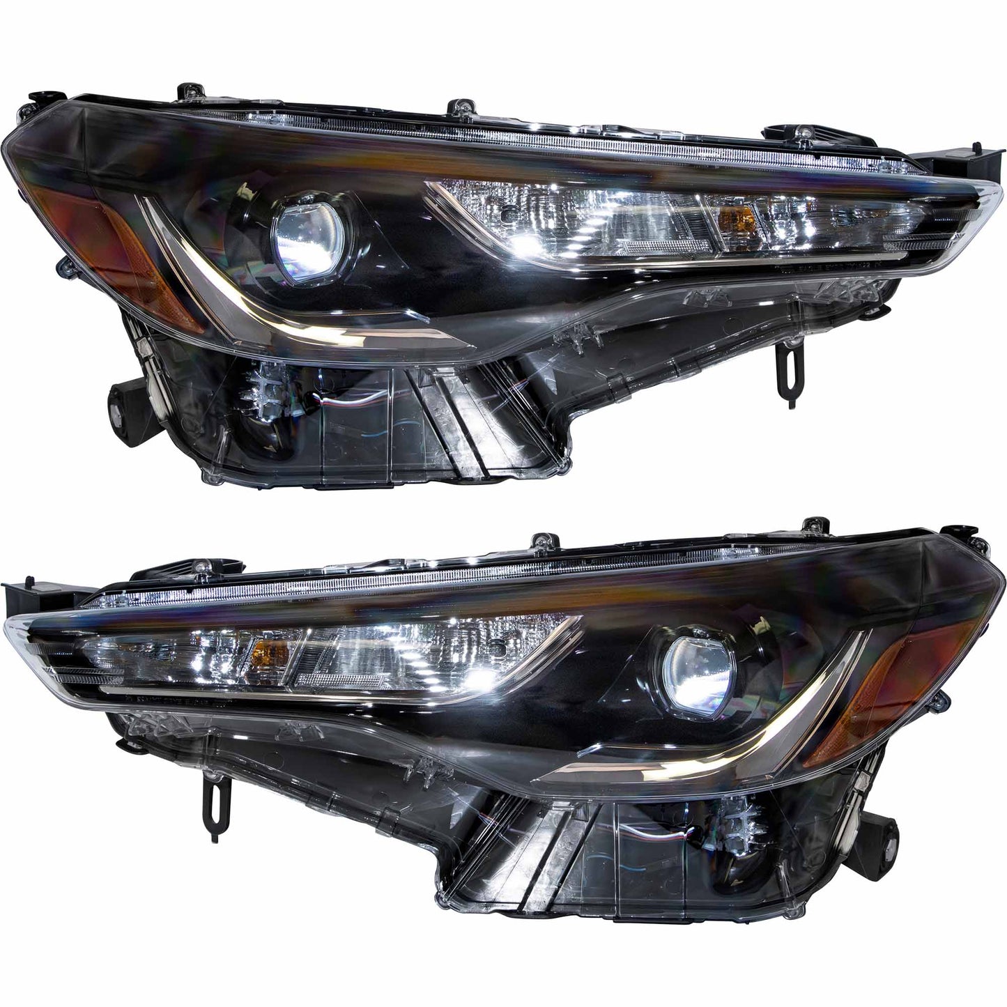 Brock Driver Left Passenger Right LED Headlight With Chrome Trim Without LED Turn Signal Set Compatible with 2022-2024 Toyota Corolla Cross L/LE 2023-2025 Toyota Corolla Cross Hybrid S/SE 6221-0205LR