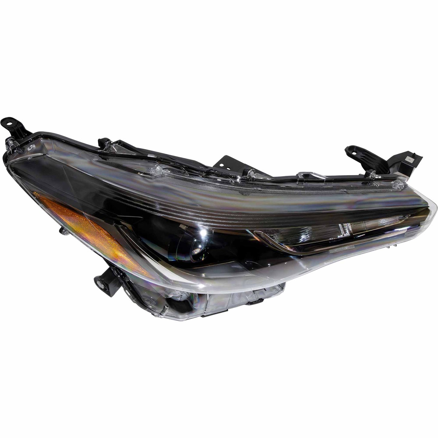 Brock Passenger Right LED Combination Headlight With Chrome Trim Without LED Turn Signal Compatible with 2022-2024 Toyota Corolla Cross L/LE 2023-2025 Toyota Corolla Cross Hybrid S/SE 6221-0205R