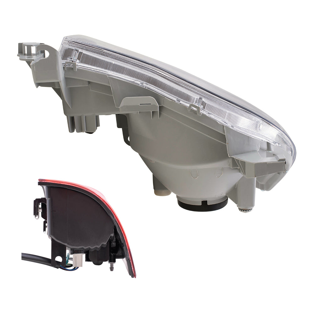 Brock Replacement 4 Pc Headlights & Tail Lights w/ Dark Chrome Bezels Compatible with 2005-2011 Tacoma